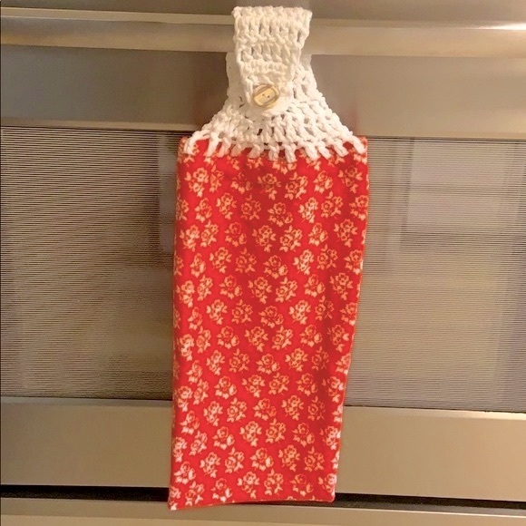 HAND CRAFTED Pioneer Woman Crochet Top Hanging Kitchen or Bathroom Hand Towel - Picture 4 of 5